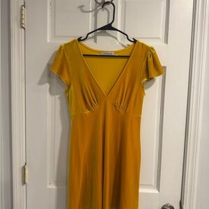 Urban Outfitters Yellow Gold Velvet Mini Dress